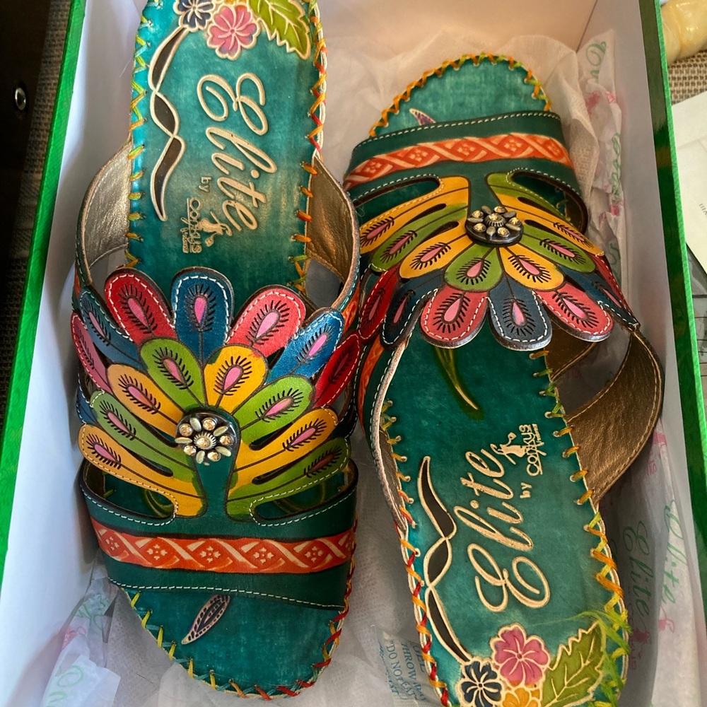Corkys Red and Pink Heels with Artistic Flair